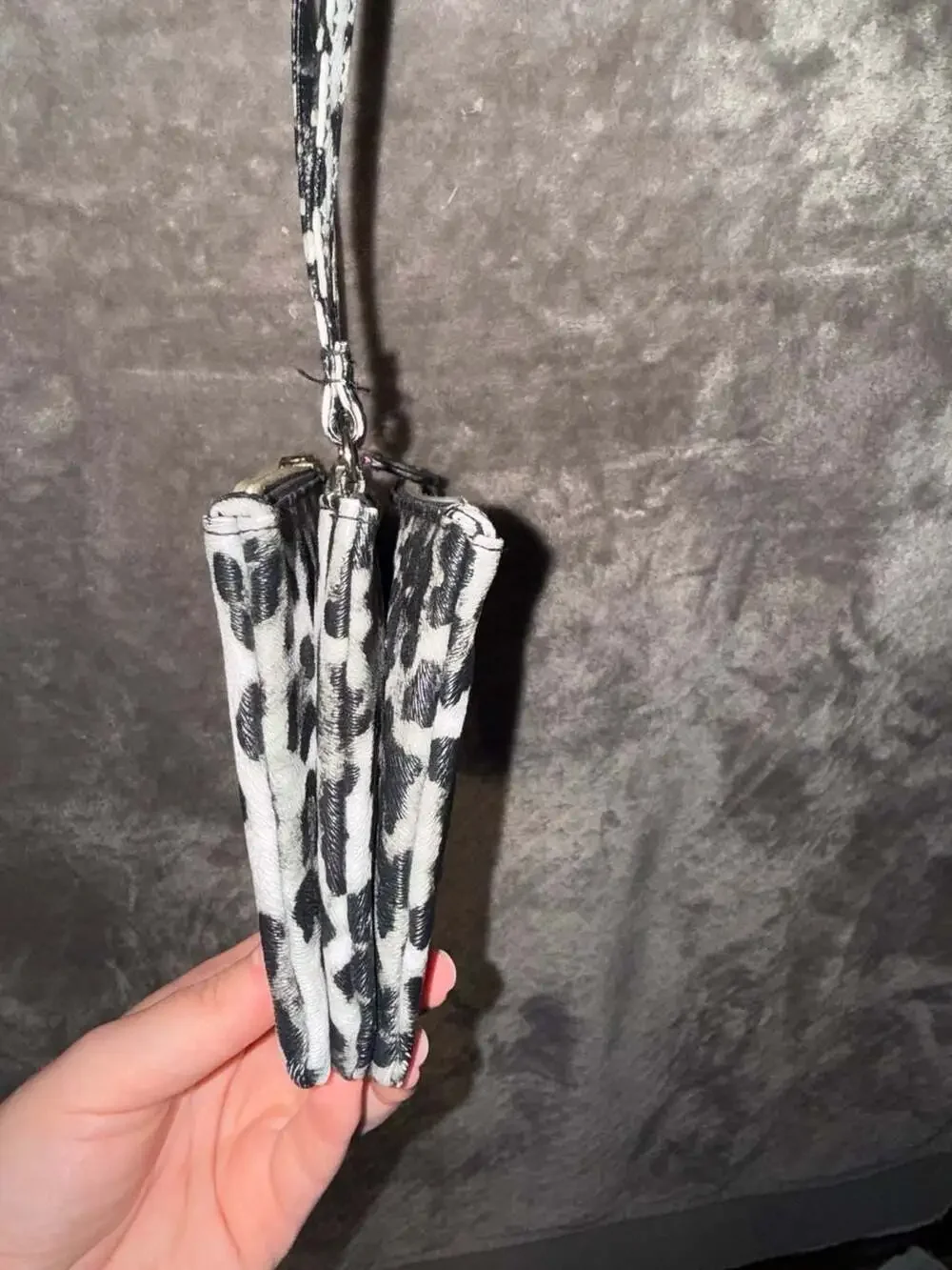 Unbranded Black and White Leopard Print Multi-Zip Crossbody Bag